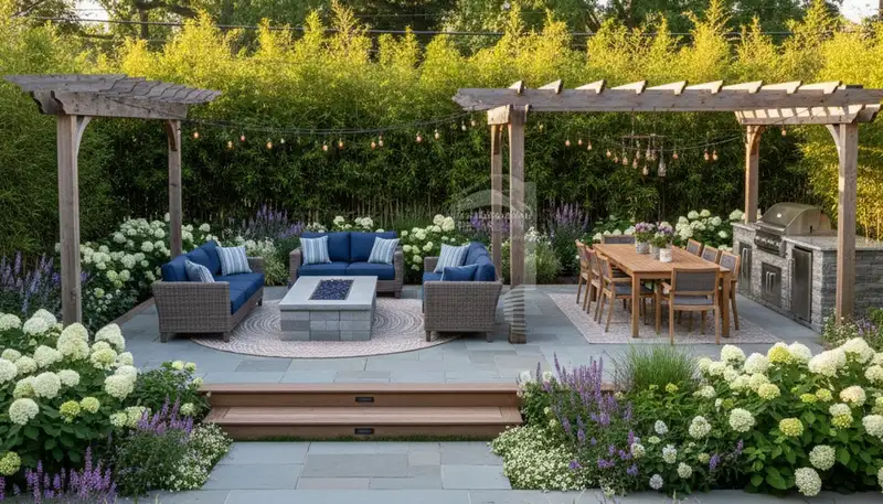 Backyard patio and hardscape landscape design in Staten Island, NY by Chop Chop Landscaping
