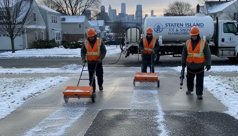 Professional de-icing and salt application on walkways and driveways in Staten Island, NY