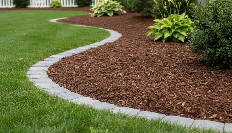 Professional mulch bed edging with clean borders in Staten Island NY by Chop Chop Landscaping