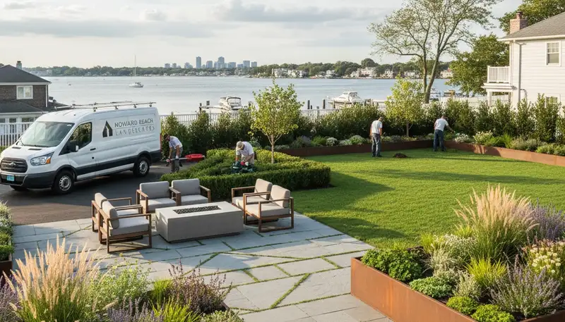 Landscaping crew serving Staten Island, NY with professional lawn and yard maintenance services