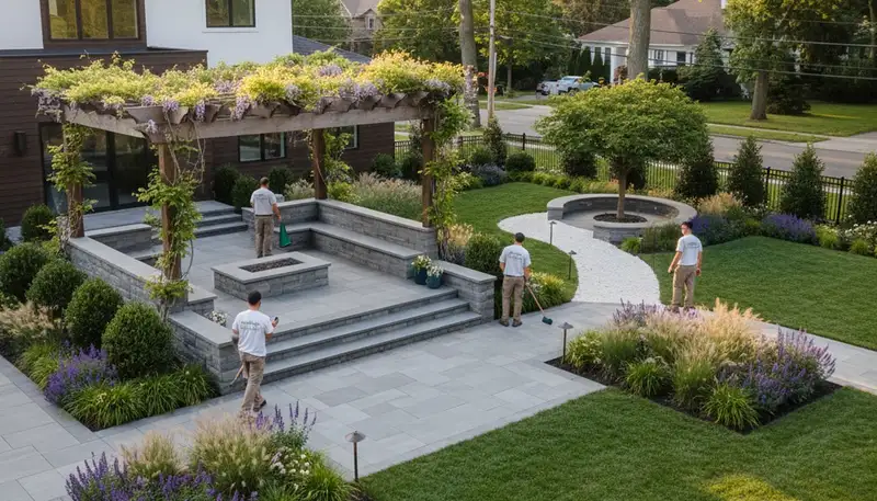 Landscaping crew serving Staten Island, NY with professional lawn care and property maintenance