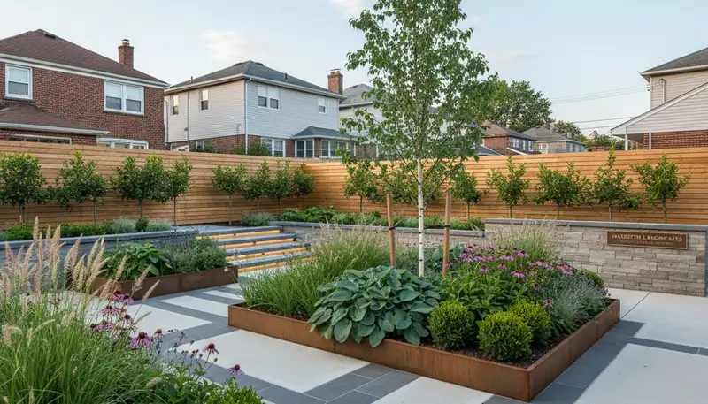 Landscaping crew serving Staten Island, NY with professional lawn care and outdoor property maintenance