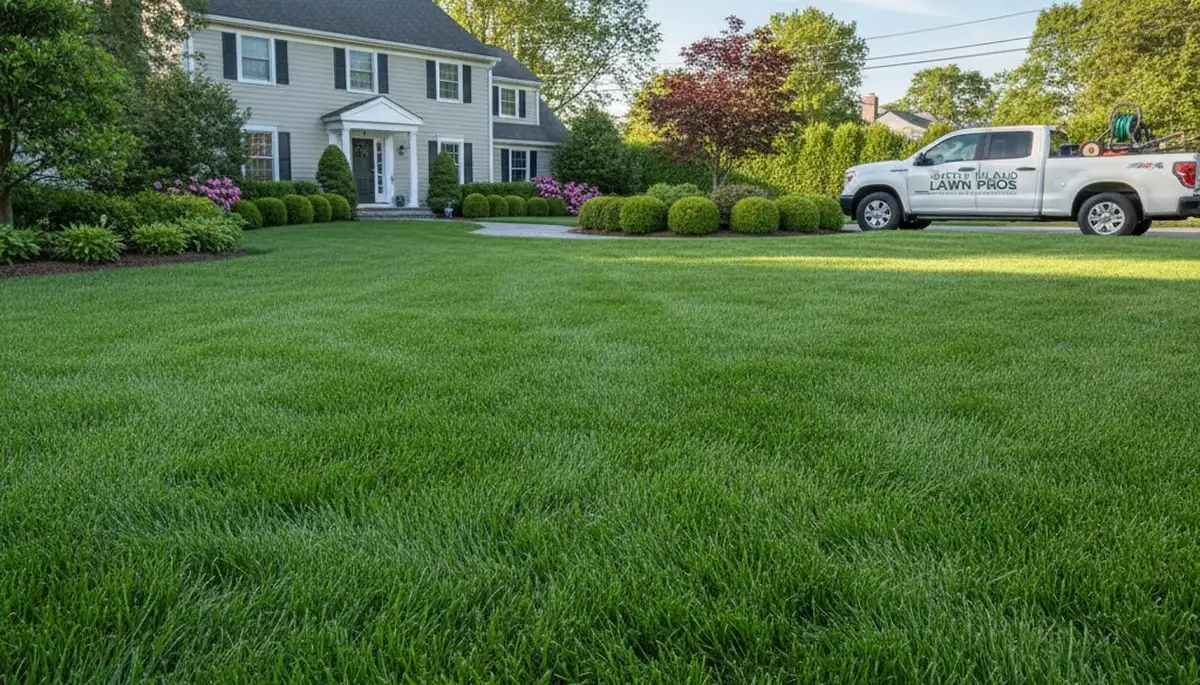 Lush green lawn in Staten Island NY showing results of professional lawn care by Chop Chop Landscaping