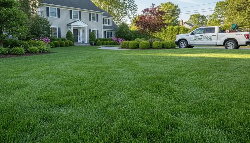 Lush green lawn in Staten Island NY showing results of professional lawn care by Chop Chop Landscaping