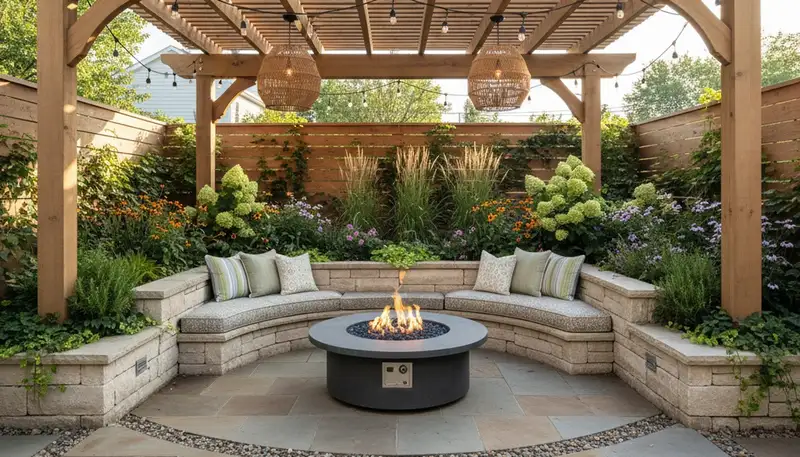 Paver patio hardscape with outdoor living design by Staten Island landscapers in Elizabethport NJ