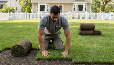 Close-up of seamless sod installation by Chop Chop Landscaping in Staten Island, NY