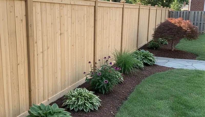White wooden privacy fence installation by Chop Chop Landscaping in Staten Island, NY